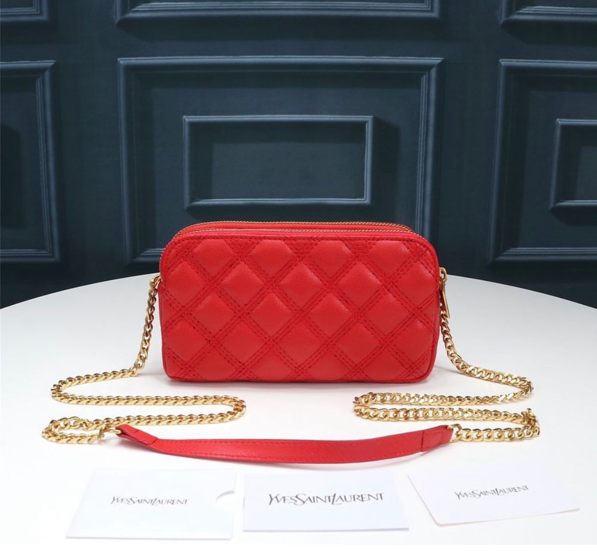 YSL MINI BAG IN MATELASSÉ RED